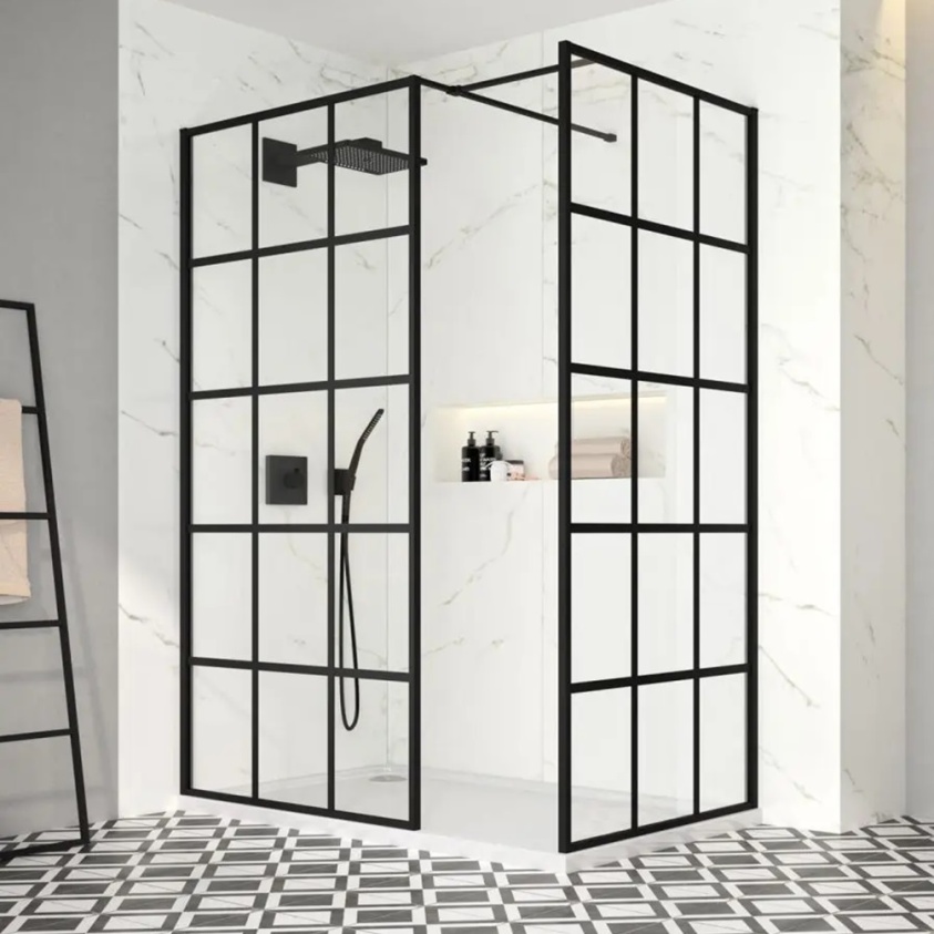 product lifestyle image of Merlyn Black Squared Framed Shower Enclosure and Tray